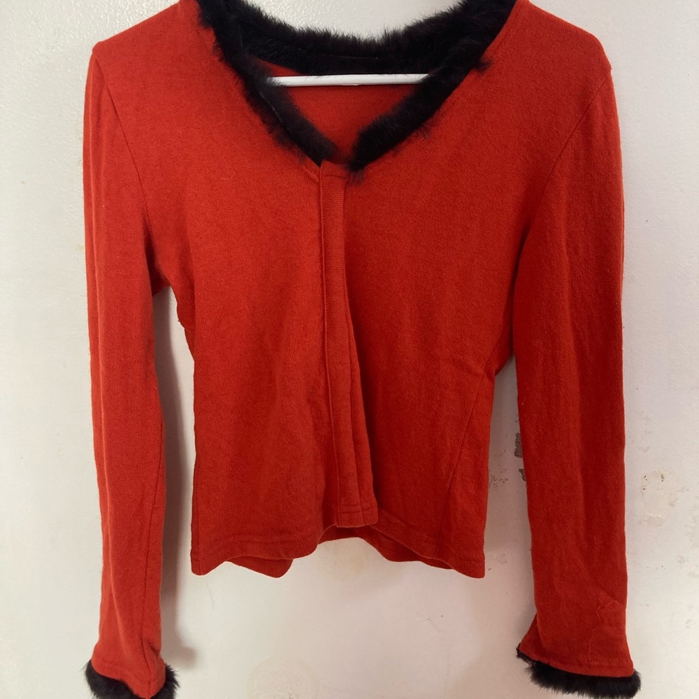 Orange Fur-trimmed Sweater